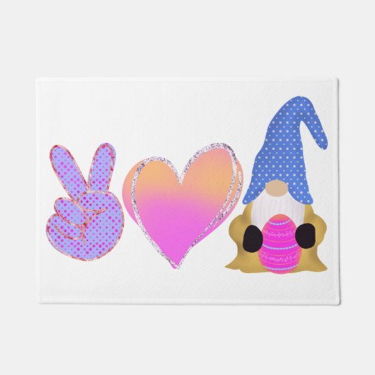 ピースラブ格言 |かわいいイースターパステル昇華 ドアマット (正面)