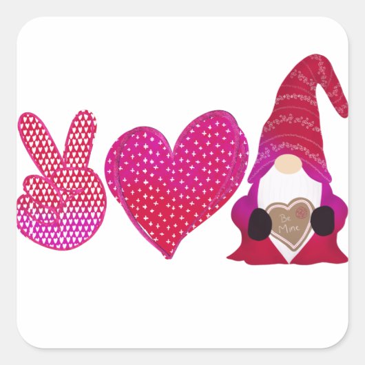 ピースラブ格言 |バレンタインデー昇華 スクエアシール (正面)