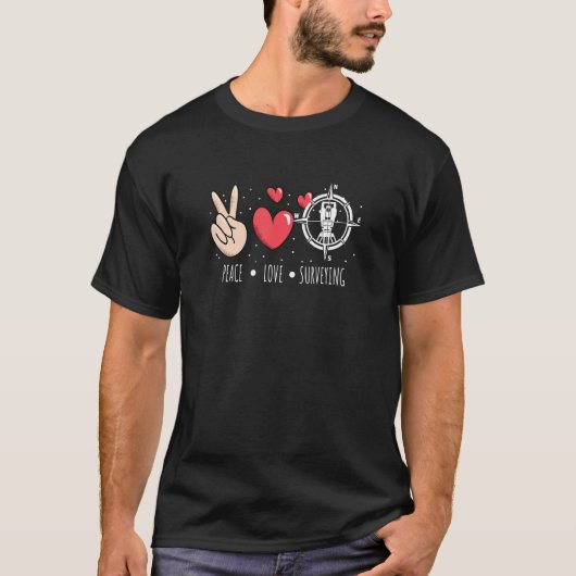 ピースラブ測量測量測量士 Tシャツ (正面)