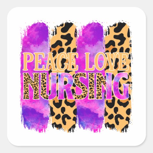 ピースラブ看護 – かわいいナースデザイン(2) スクエアシール (正面)
