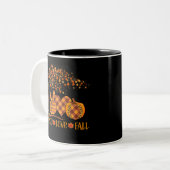 ピースラブ秋パンプキンオータムハッピー秋 ツートーンマグカップ (正面左)