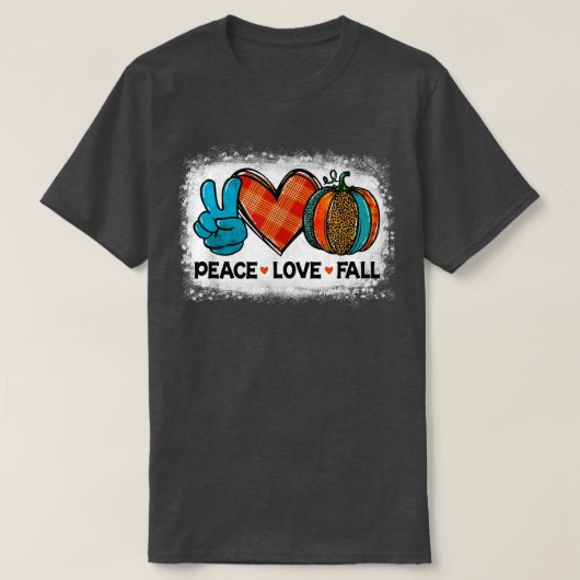 ピースラブ秋ヒョウかぼちゃハロウィンビーブスBl Tシャツ (デザイン正面)