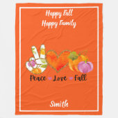 ピースラブ秋秋カスタム文字とカラー フリースブランケット (正面)