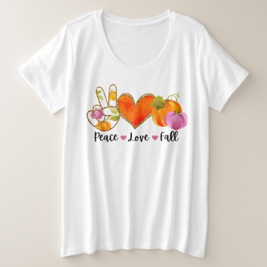 ピースラブ秋秋カスタム プラスサイズTシャツ (デザイン正面)