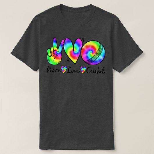 ピースラブ絞り染めクリケットプレイヤー Tシャツ (デザイン正面)