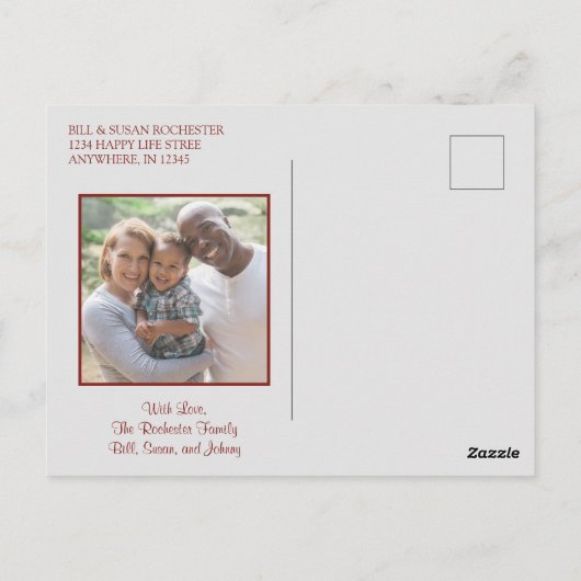 ピースラブ調和レトロクリスマスホリデーフォト ポストカード (裏面)