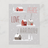 ピースラブ調和レトロクリスマスホリデーフォト ポストカード (正面)