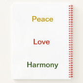 ピースラブ調和金ゴールド赤 ノートブック (裏面)