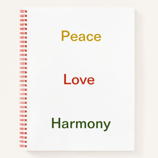 ピースラブ調和金ゴールド赤 ノートブック (正面)