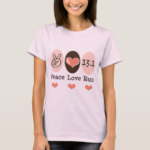 ピースラブ走13.1ハーフマラソンティオーガニックー Tシャツ