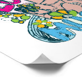 ピースラブ音楽レトロなヒッピー・ベクターアート ポスター (角)