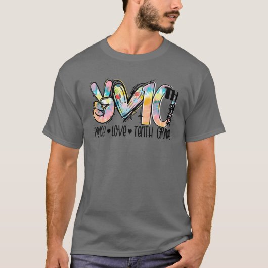 ピースラブ10年生タイおもしろいダイの学生教え Tシャツ (正面)