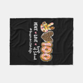 ピースラブ100日の学校ヒョウのバスモニター フリースブランケット (正面(横))