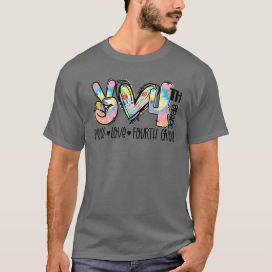 ピースラブ4年生おもしろい絞り染め学生交流 Tシャツ (正面)
