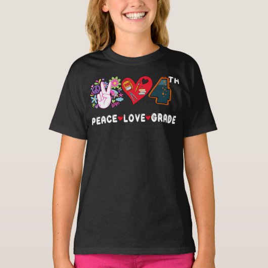 ピースラブ4年生スクワッド新学期4年生 Tシャツ (正面)