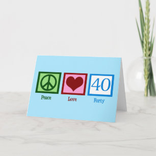 ピースラブ40歳の誕生日かわいいパーティー カード