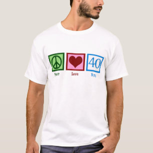 ピースラブ40歳誕生日かわいいパーティー Tシャツ