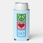 ピースラブ50かわいいブルー50th誕生日パーティー スリム缶クーラー (Seltzer正面)