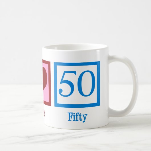 ピースラブ50かわいい50誕生日 コーヒーマグカップ (右)