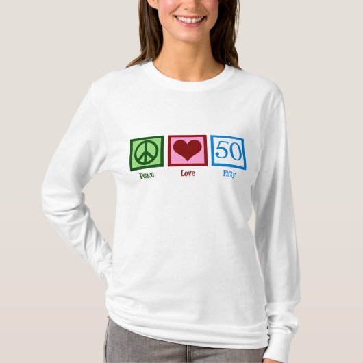 ピースラブ50誕生日かわいいパーティー Tシャツ (正面)