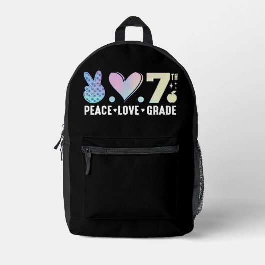ピースラブ7年生新学期 おもしろい プリントバックパック (正面)
