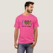 ピースラブ8年生絞り染めヒョウ戻るスクー Tシャツ (正面フル)