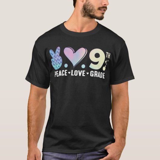 ピースラブ9年生新学期 おもしろい Tシャツ (正面)