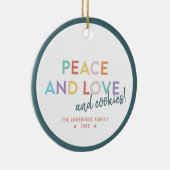 ピースラブ&クッキーおもしろいブライトレインボーカラーC セラミックオーナメント (右)