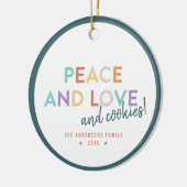 ピースラブ&クッキーおもしろいブライトレインボーカラーC セラミックオーナメント (左)