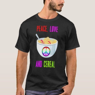 ピースラブ&シリアル朝食シリアルファン Tシャツ