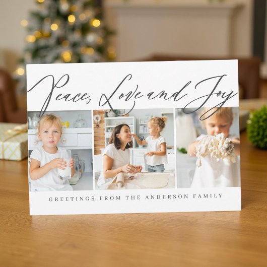 ピースラブ&ジョイメリークリスマスシックモダン写真 シーズンカード