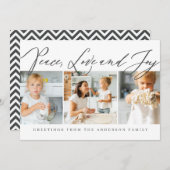 ピースラブ&ジョイメリークリスマスシックモダン写真 シーズンカード (正面/裏面)