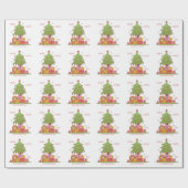 ピースラブ&ジョイレトロクリスマスツリー名前をカスタムする ラッピングペーパー (フラット)