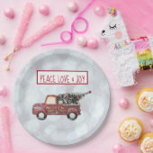 ピースラブ&ジョイヴィンテージトイトラック ペーパープレート (パーティー)