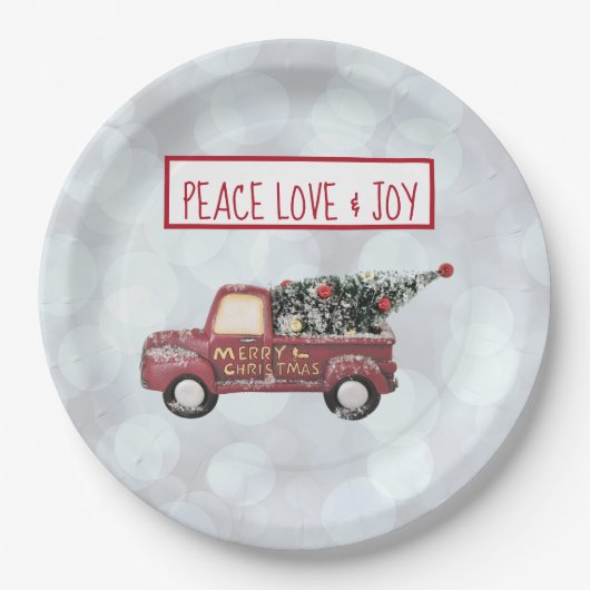 ピースラブ&ジョイヴィンテージトイトラック ペーパープレート (正面)