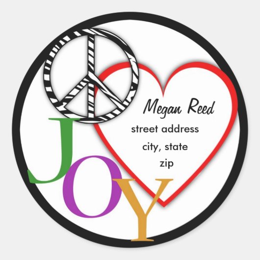 ピースラブ&ジョイ住所 シール (正面)