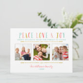 ピースラブ&ジョイ写真コラージホリデーカード シーズンカード (スタンド正面)