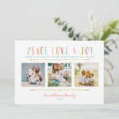 ピースラブ&ジョイ写真コラージホリデーカード シーズンカード (スタンド正面)