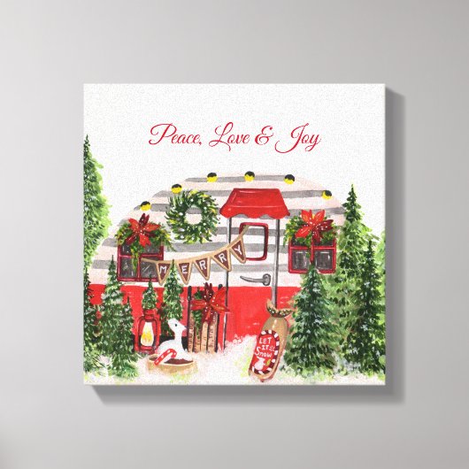 ピースラブ&ジョークリスマスキャンパー キャンバスプリント (正面)