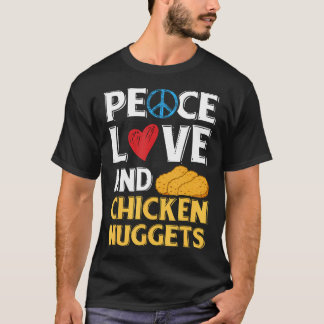 ピースラブ&チキンナゲットピースサインハートDe Tシャツ