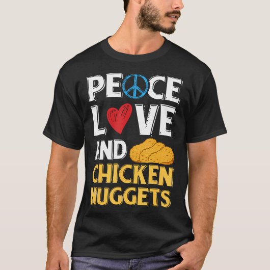 ピースラブ&チキンナゲットピースサインハートDe Tシャツ (正面)