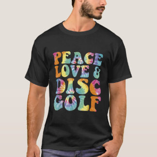 ピースラブ&ディスクゴルフプリント絞り染め Tシャツ