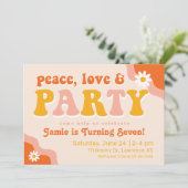ピースラブ&パーティーレトロ誕生日招待状 招待状 (スタンド正面)