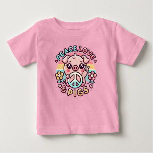 ピースラブ&ピッグズ幼児シャツ ベビーTシャツ