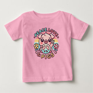 ピースラブ&ピッグズ幼児シャツ ベビーTシャツ