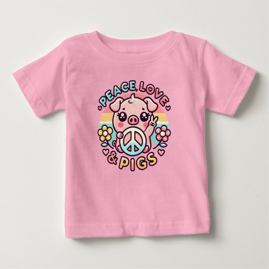ピースラブ&ピッグズ幼児シャツ ベビーTシャツ (正面)