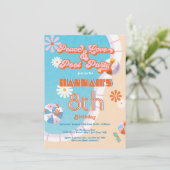 ピースラブ&プールパーティー誕生日ヒッピー 招待状 (スタンド正面)