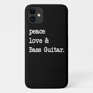 ピースラブ&ベースギターミュージシャンギタリス iPhone 11 ケース