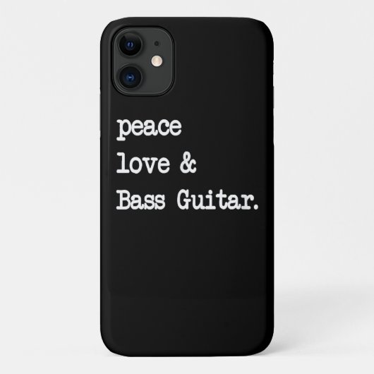 ピースラブ&ベースギターミュージシャンギタリス Case-Mate iPhoneケース (裏面)
