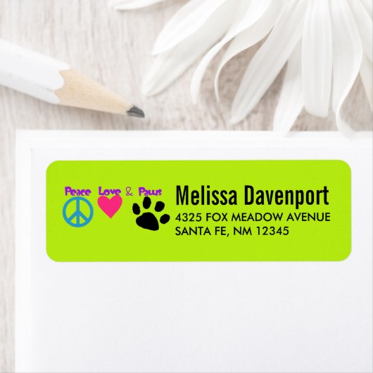 ピースラブ&ポーズネオンイラストレーション ラベル (インサイチュ)